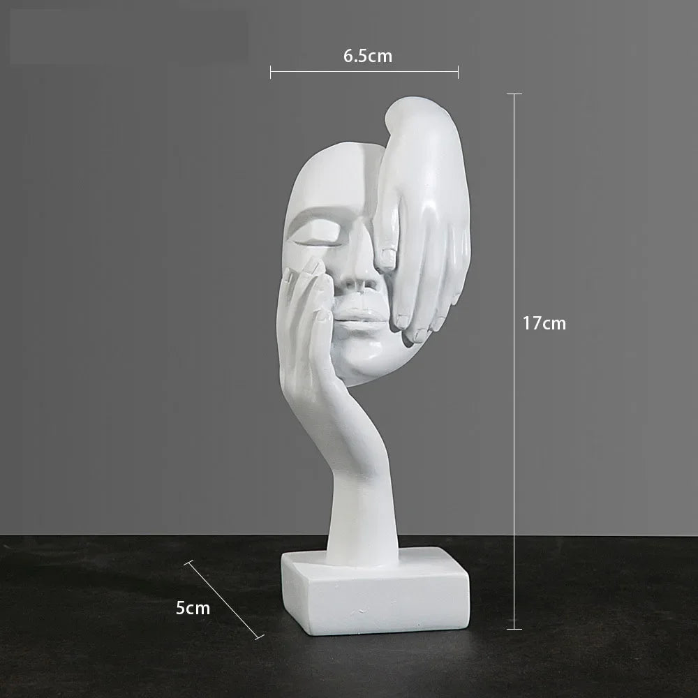 Resin Abstract Mask Statues European Miniature Figurines for Interior Home Office