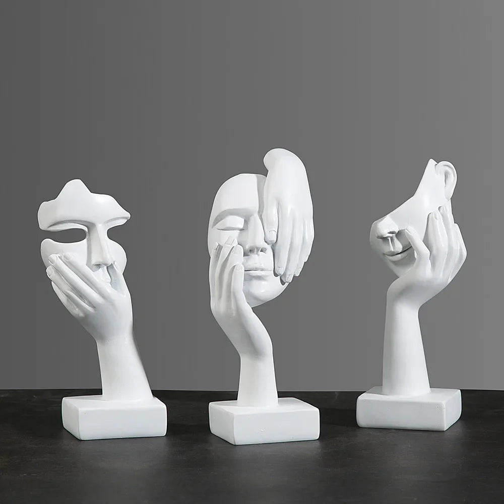 Resin Abstract Mask Statues European Miniature Figurines for Interior Home Office