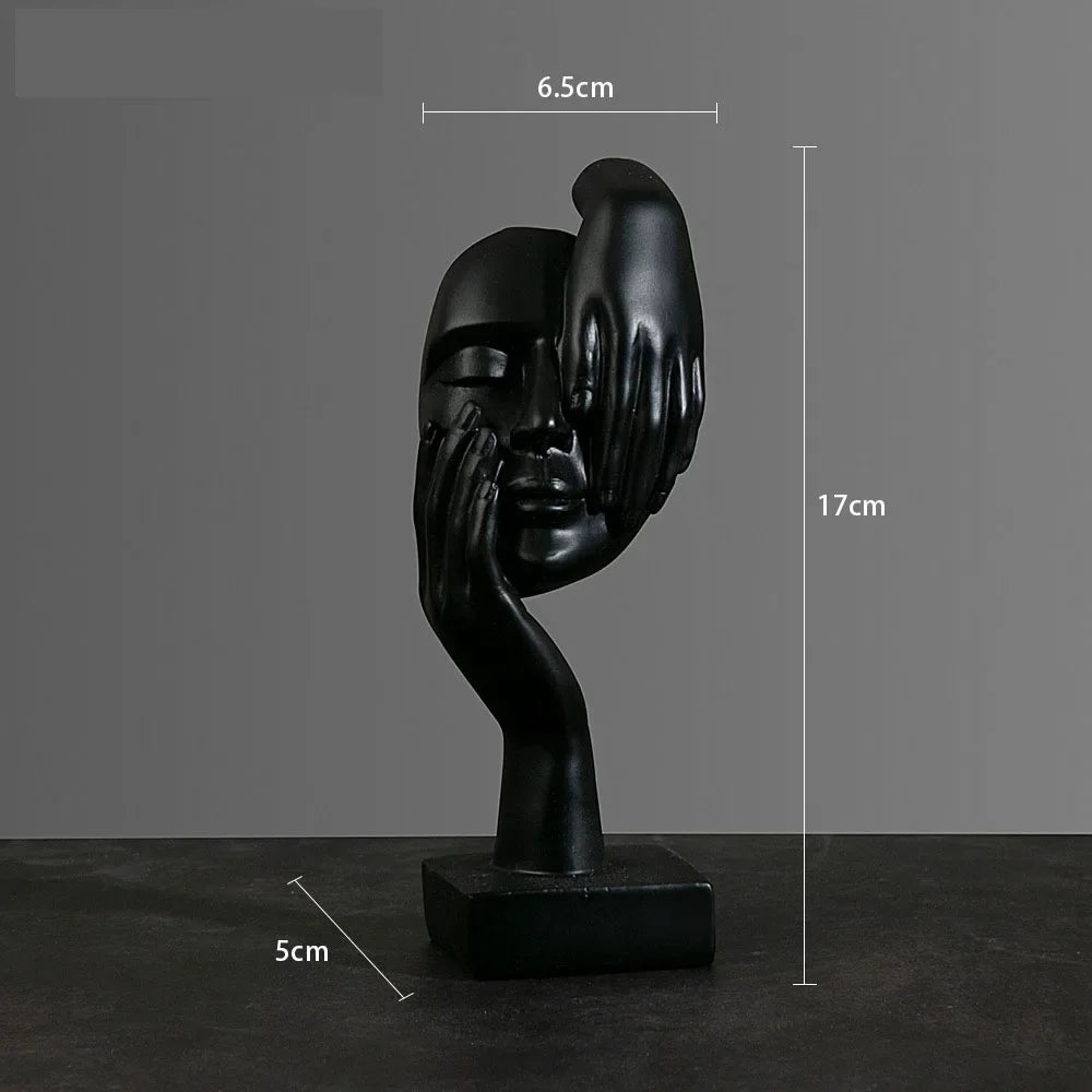 Resin Abstract Mask Statues European Miniature Figurines for Interior Home Office