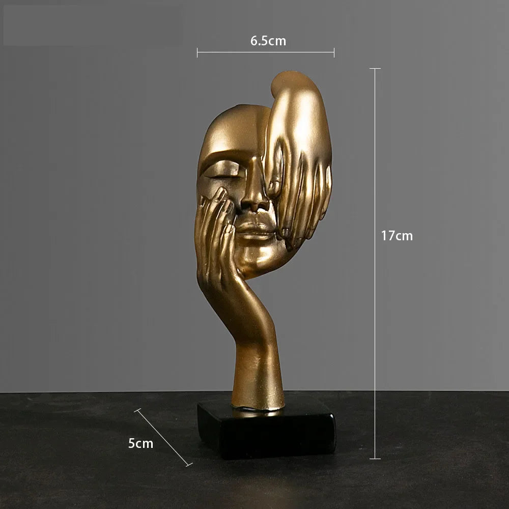 Resin Abstract Mask Statues European Miniature Figurines for Interior Home Office