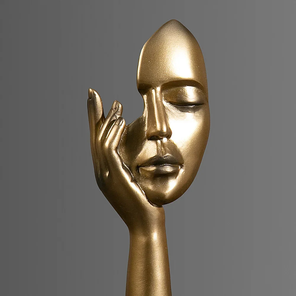 Resin Abstract Mask Statues European Miniature Figurines for Interior Home Office