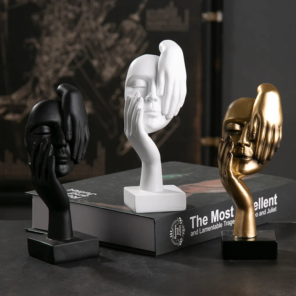 Resin Abstract Mask Statues European Miniature Figurines for Interior Home Office