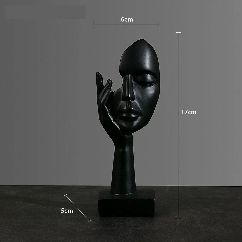 Resin Abstract Mask Statues European Miniature Figurines for Interior Home Office