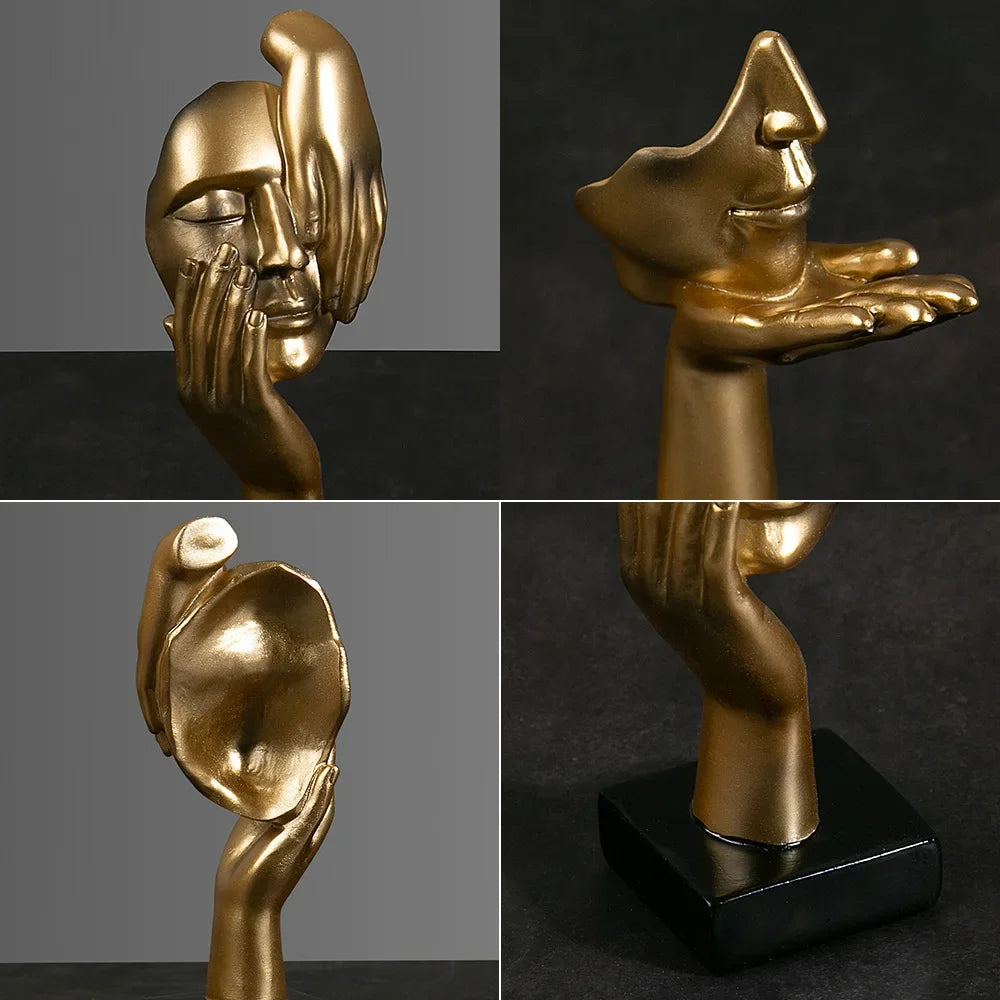 Resin Abstract Mask Statues European Miniature Figurines for Interior Home Office