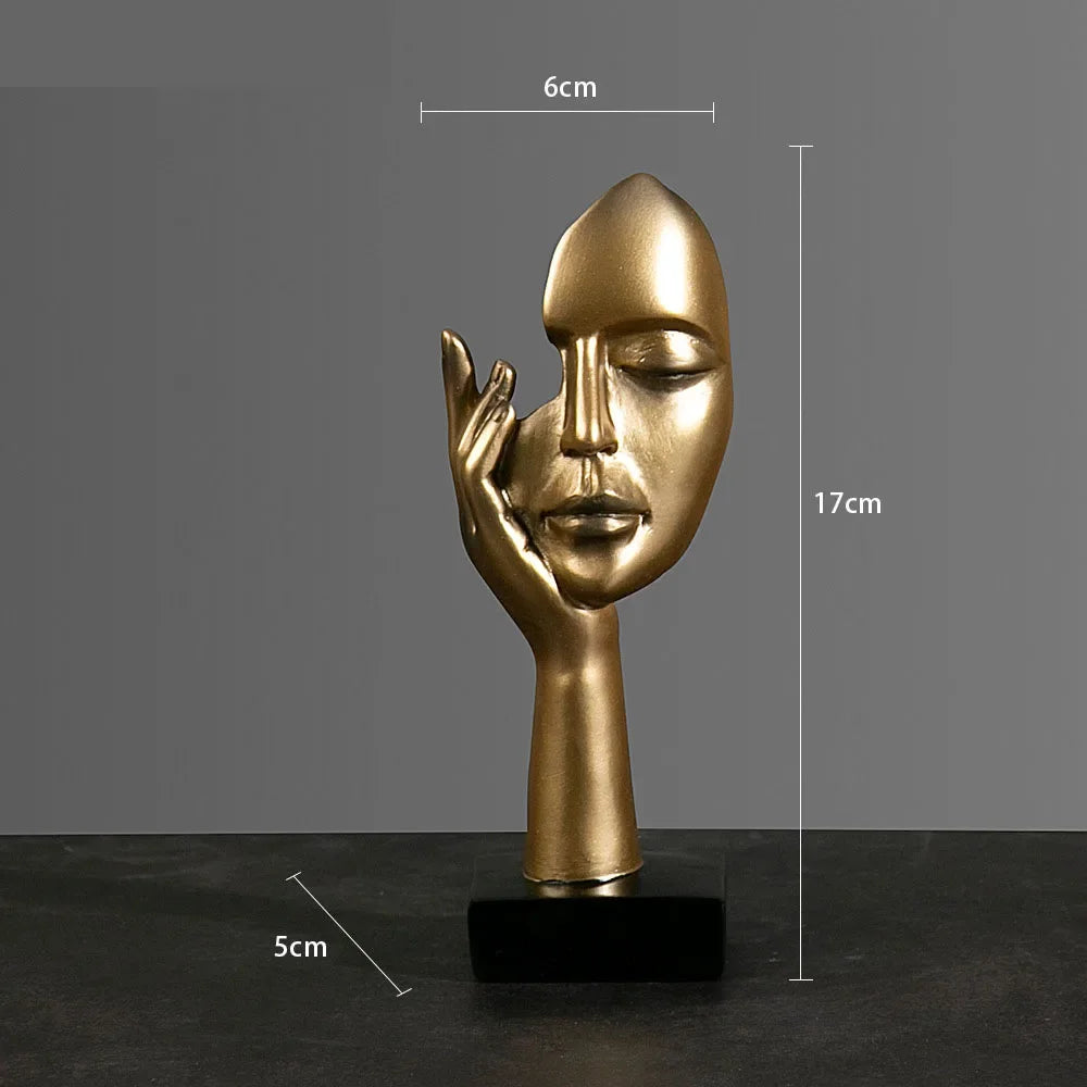 Resin Abstract Mask Statues European Miniature Figurines for Interior Home Office