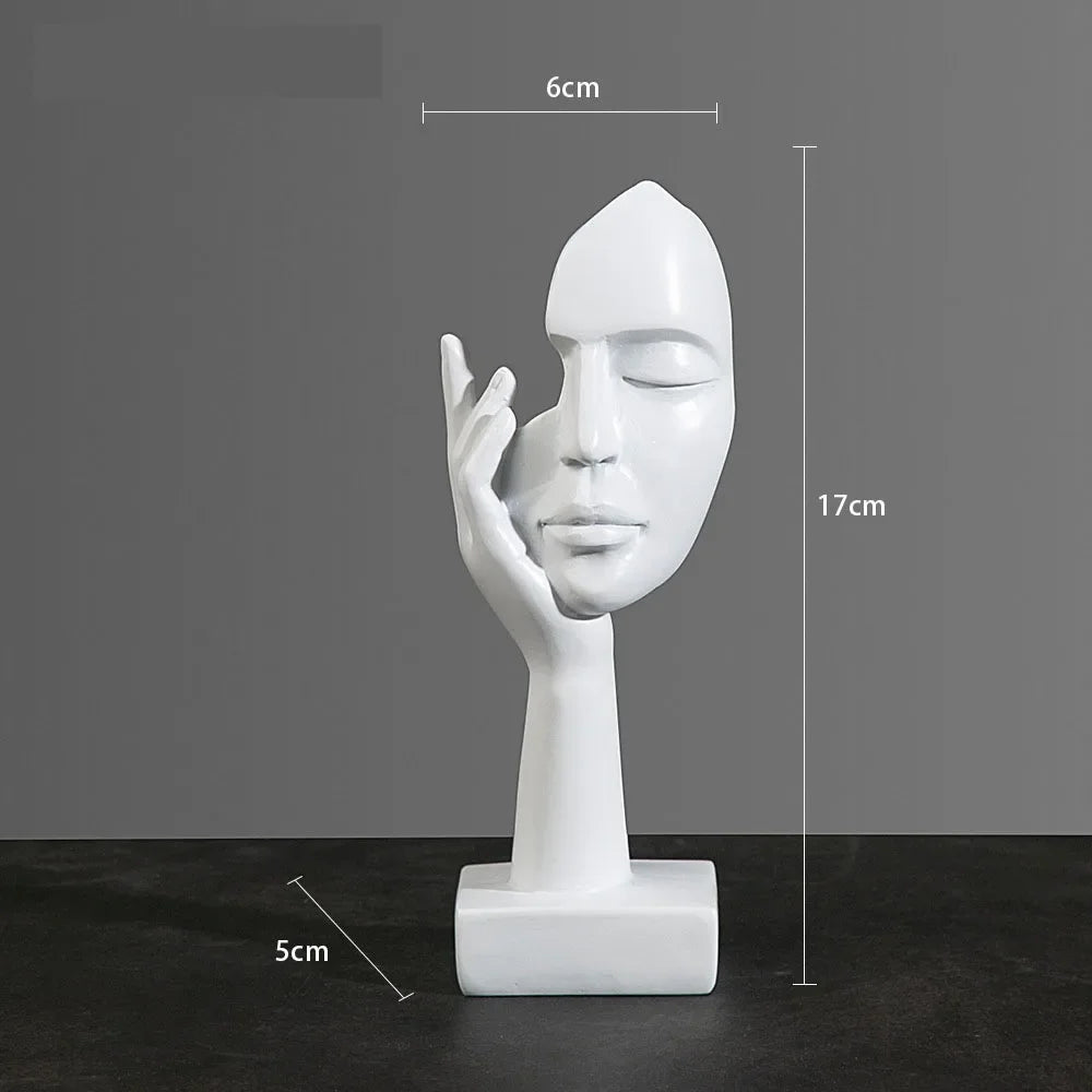 Resin Abstract Mask Statues European Miniature Figurines for Interior Home Office