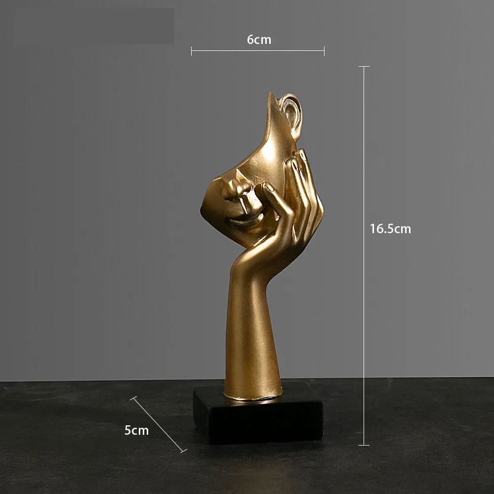 Resin Abstract Mask Statues European Miniature Figurines for Interior Home Office
