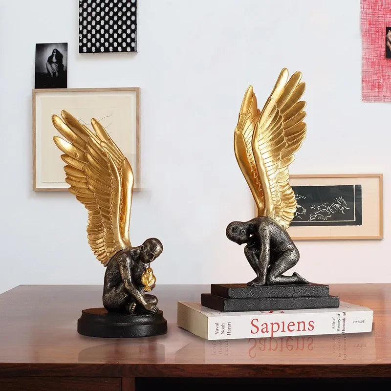 Angel Wings Model Statue Golden Silver Resin