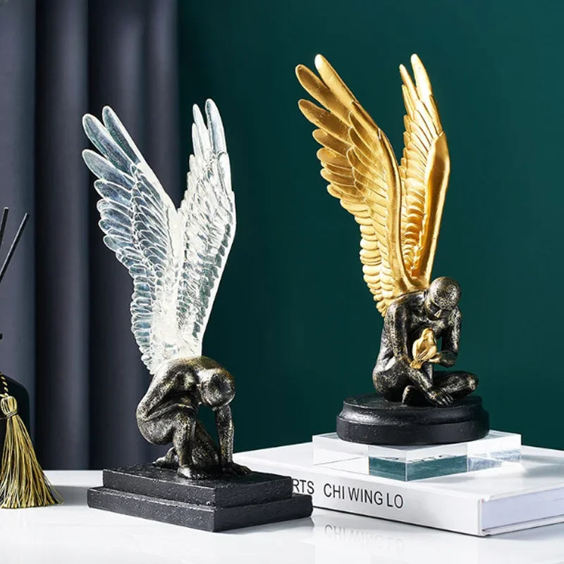 Angel Wings Model Statue Golden Silver Resin