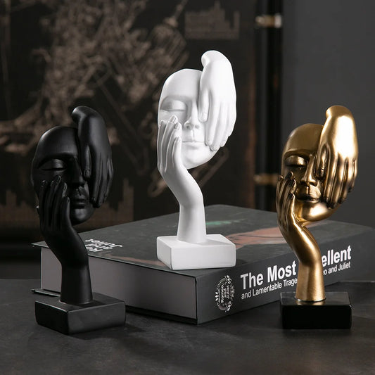 Resin Abstract Mask Statues European Miniature Figurines for Interior Home Office