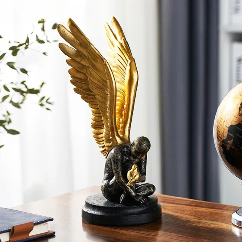 Angel Wings Model Statue Golden Silver Resin